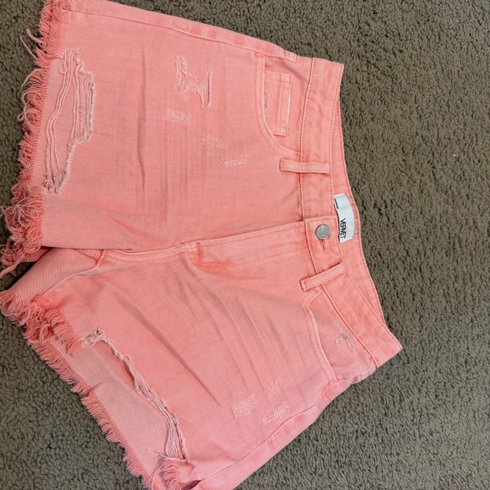 Vervet coral denim shorts